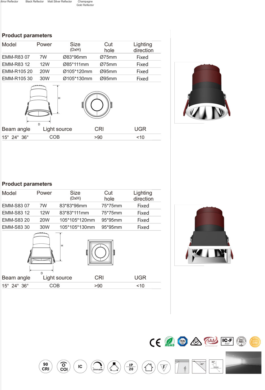 EMM 7-30W Munich series led down light