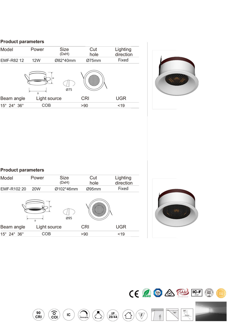 EMF R 12-20W Munich series led down light