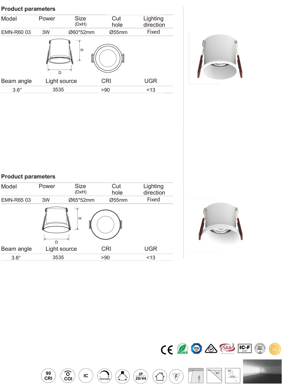 EMN 3W Munich series led down light