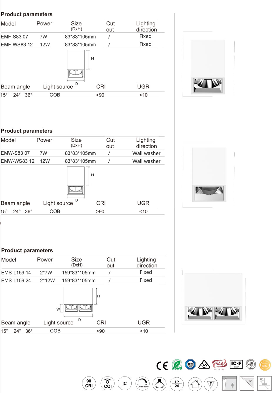 EMF/S 7-12W Sydney series LED spot light