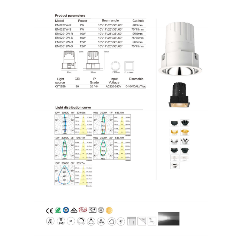 HG7-12W Noble series led down light