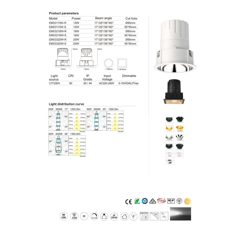 HG15-20W Noble series led down light