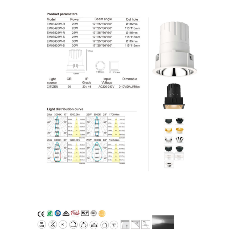 HG20-30W Noble series led down light