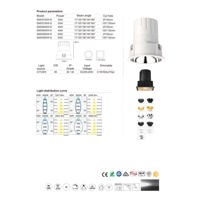 HG30-40W Noble series led down light