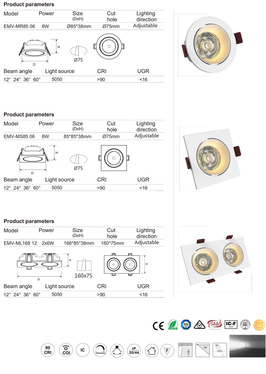 HG6-12W Munich series led down light