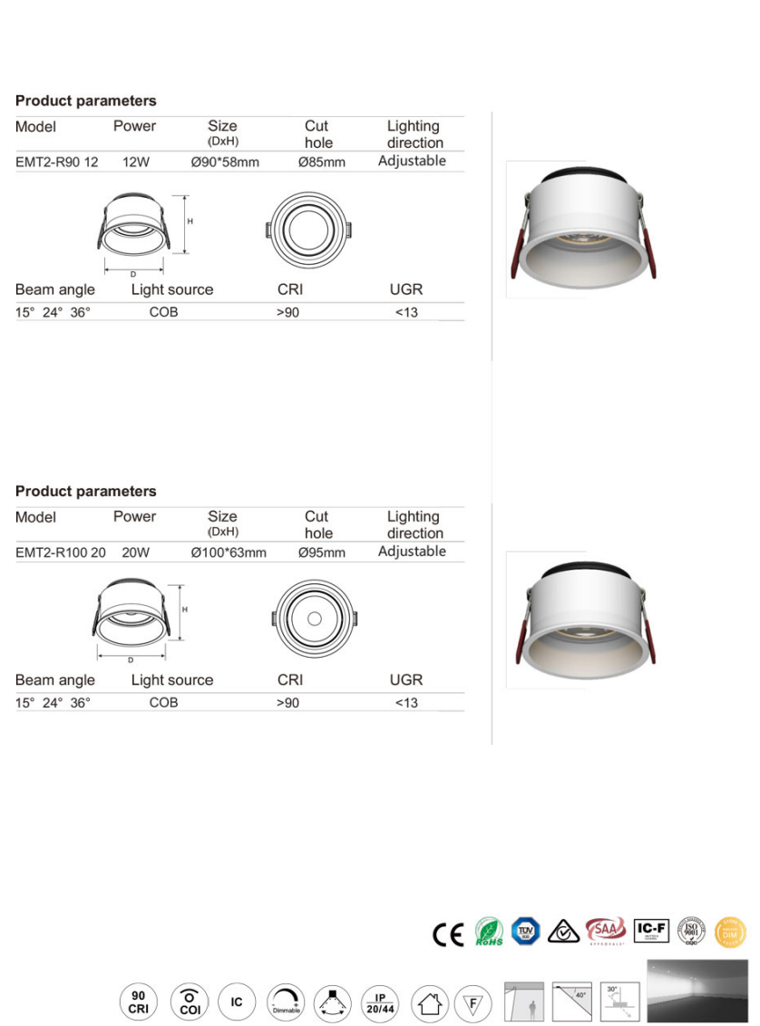 HGR12-20W Munich series led down light