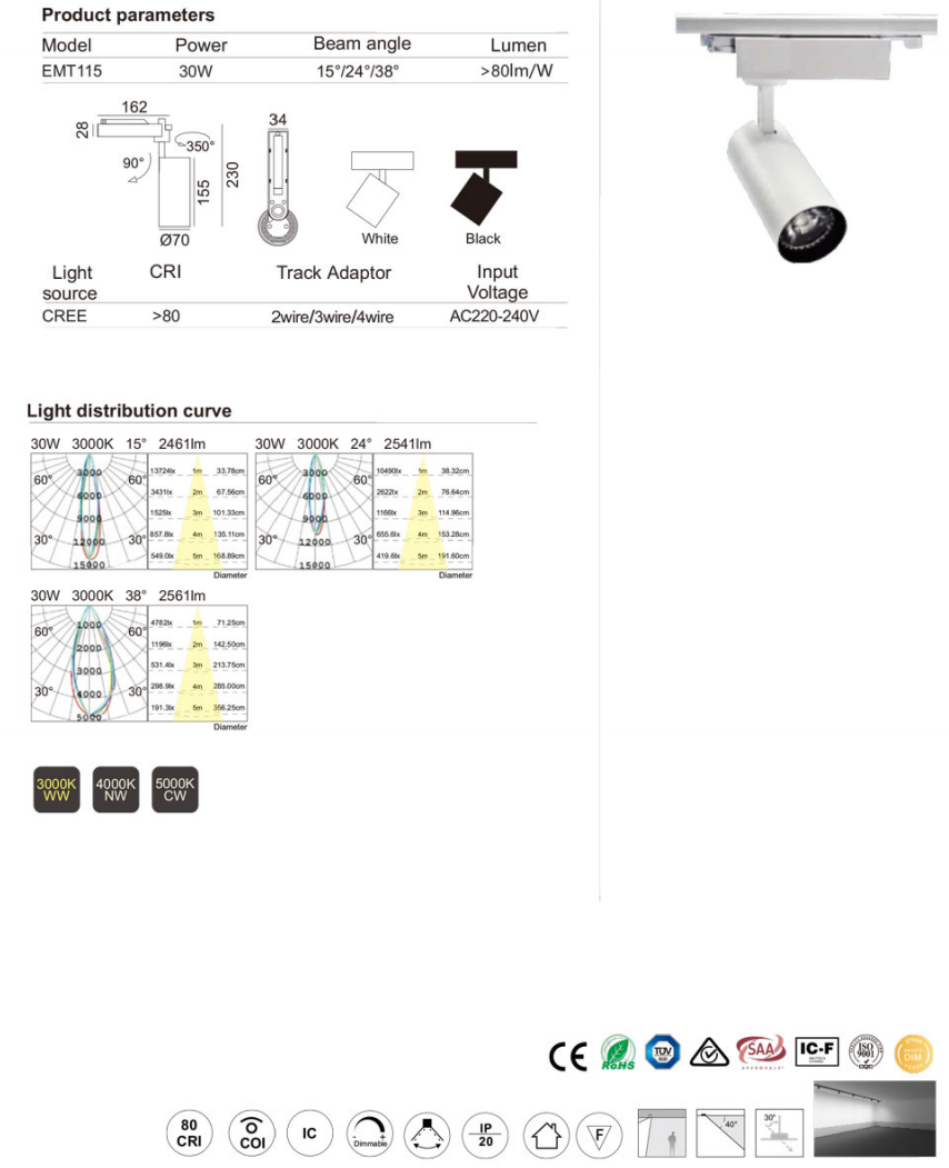 HG115 Track series led track light