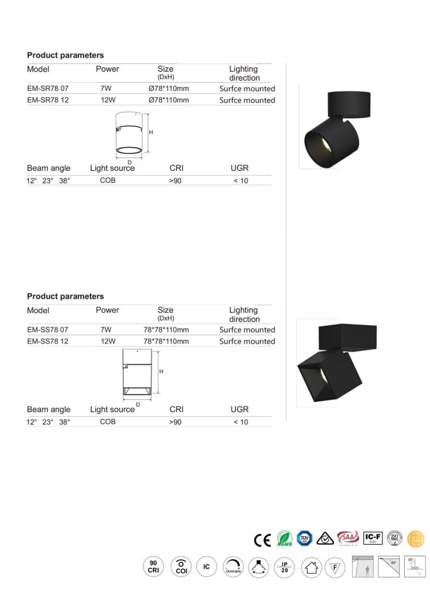 HGSR 7-12W Track series led track light