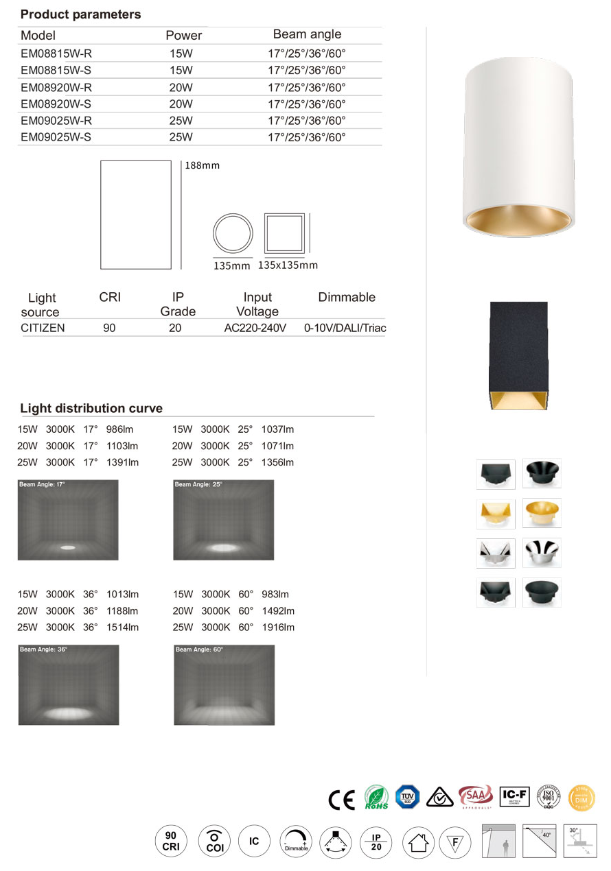 15-20W Sydney series LED spot light